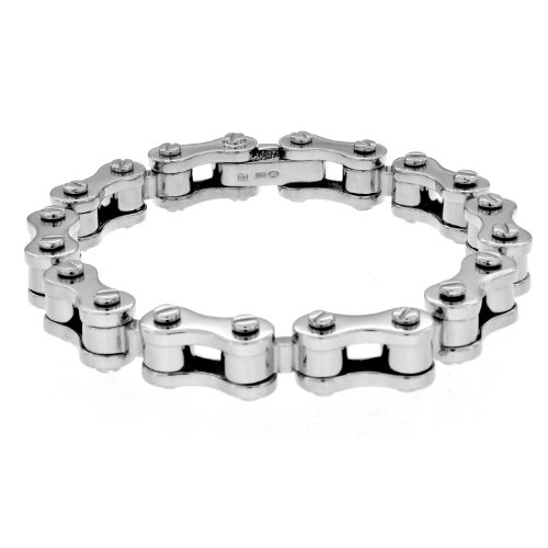 Amazon.com: 56.4 Grams of Italian Sterling Silver 12mm Wide, 8mm Tall Bicycle Style Link Chain with Fold Over Clasp. Measure 8.5
